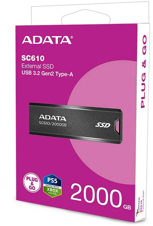 Kietasis diskas USB Atmintinė - Adata SC610 2 TB, Juoda