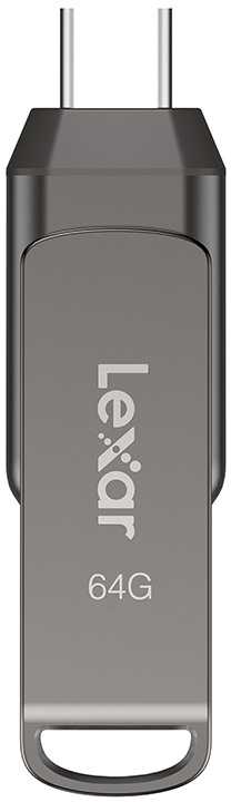 Lexar | 2 viename „flash“ atmintinė, kurios skaitymo greitis siekia 130 MB/s | „JumpDrive Dual Drive D400“ | 64 GB | USB C/A tipo | Pilkas