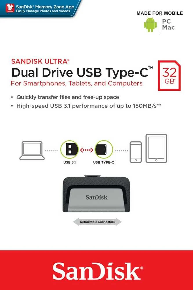 USB laikmena SanDisk Ultra Dual Drive 32GB