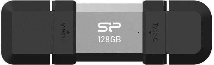 „Silicon Power“ dvigubas USB diskas | „Mobile C51“ | 128 GB | USB C/A tipo | Sidabrinis