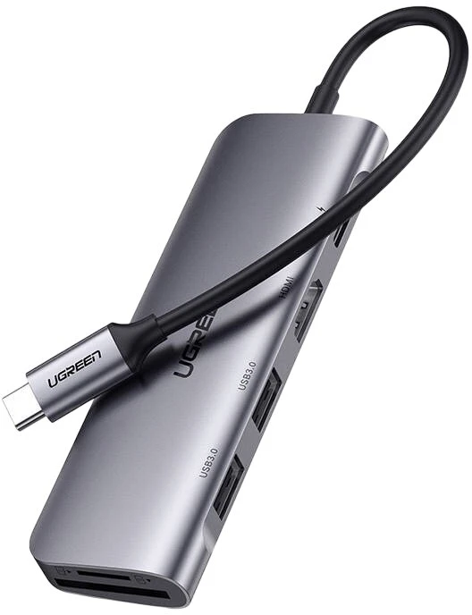 Adapteris HUB UGREEN CM195 USB-C prie HDMI, 2x USB-A 3.0, SD/TF, PD