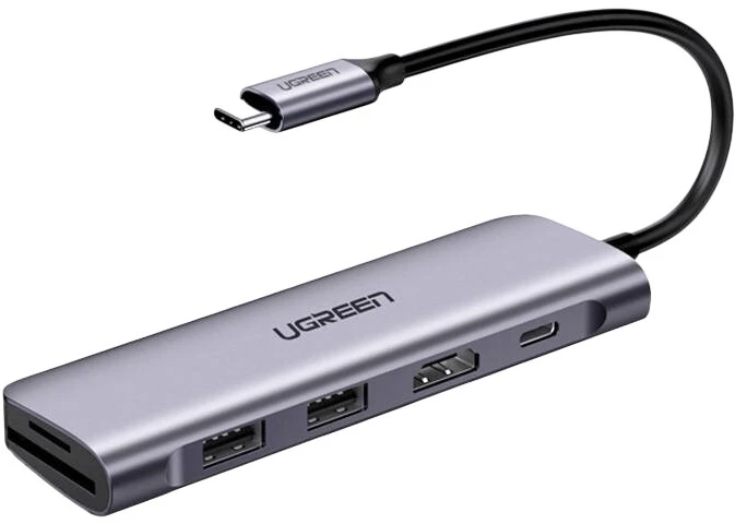 Adapteris HUB UGREEN CM195 USB-C prie HDMI, 2x USB-A 3.0, SD/TF, PD