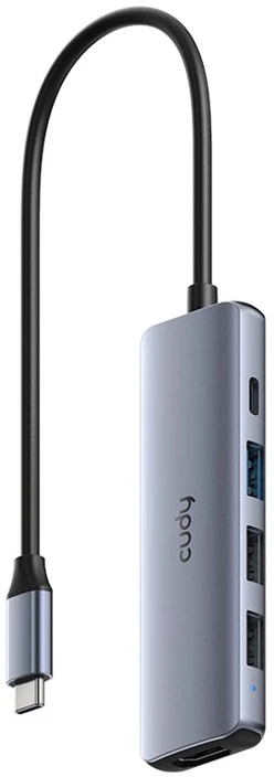 CUDY UH405 5 viename USB-C šakotuvas su HDMI 4K