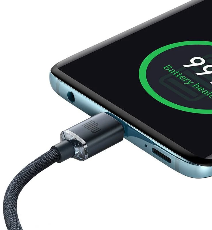 Baseus Crystal USB-C - USB-C laidas 100W 1.2m - Juodas