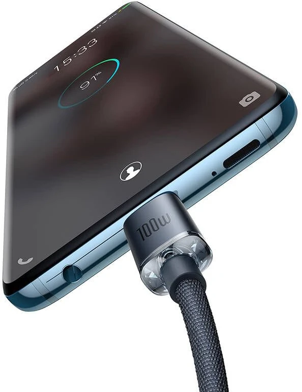 Baseus Crystal USB-C - USB-C laidas 100W 1.2m - Juodas