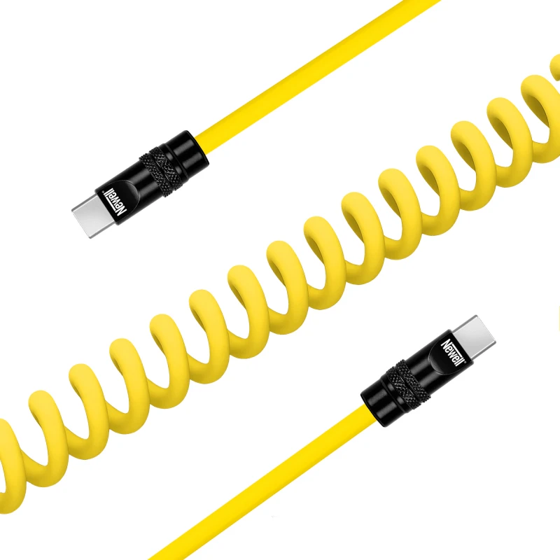 USB-C Kabelis - Newell USB-C 100W 2m Silikoninė Spiralė Geltona-Juoda