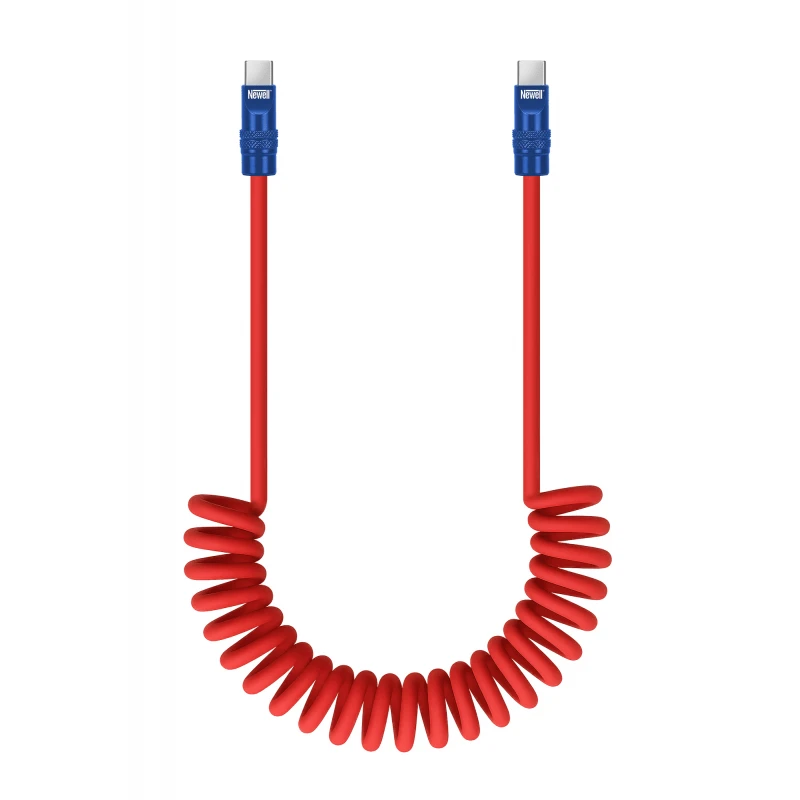USB-C Kabelis - Newell USB-C 100W 2m Silikoninė Spiralė Raudona-Juoda Mėlyna