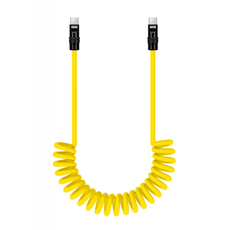 USB-C Kabelis - Newell USB-C 100W 2m Silikoninė Spiralė Geltona-Juoda