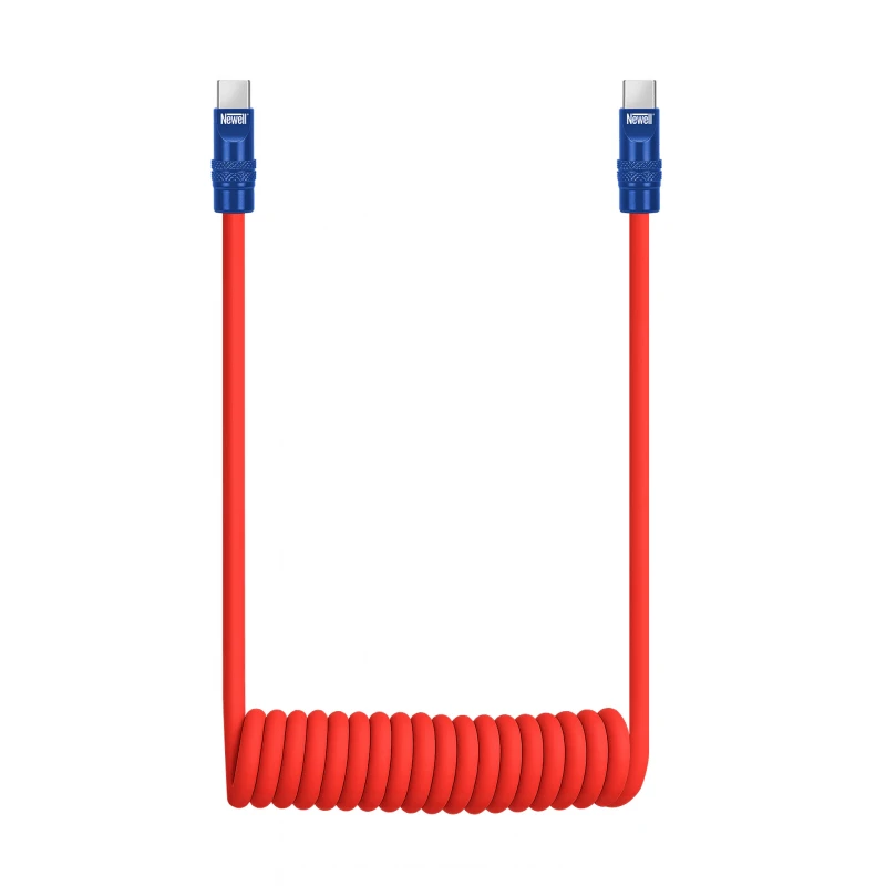 USB-C Kabelis - Newell USB-C 100W 2m Silikoninė Spiralė Raudona-Juoda Mėlyna