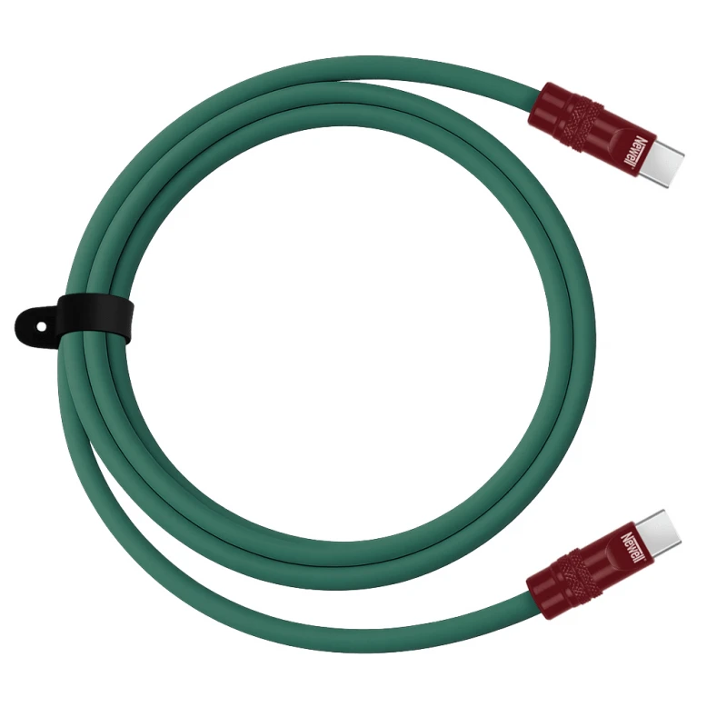 USB-C kabelis - Newell USB-C 100W 2m silikoninis žalias-bordo