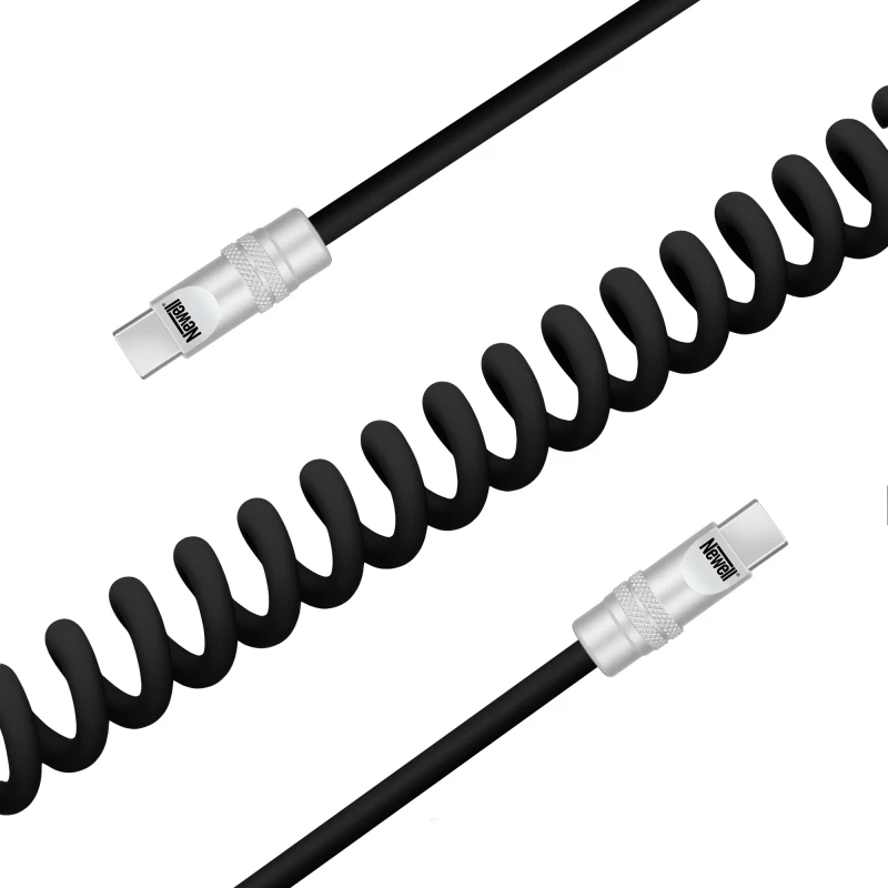 USB-C Laidas - Newell USB-C 100W Energijos Perdavimo Silikoninė Spiralė 2m Juoda