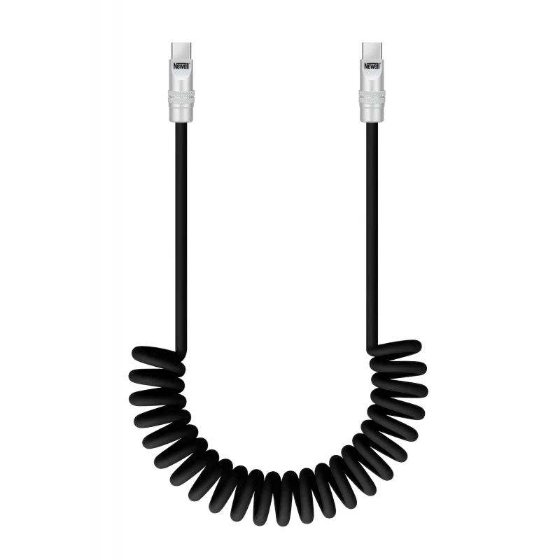 USB-C Laidas - Newell USB-C 100W Energijos Perdavimo Silikoninė Spiralė 2m Juoda