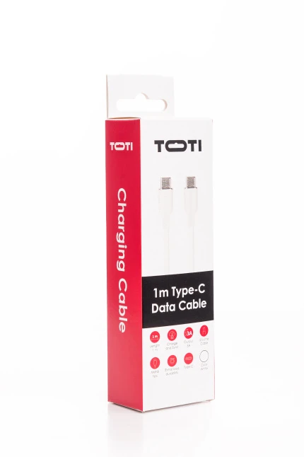 SEEK TOTI Type-C to Type-C, 1m Silicone Cable 3A, Baltas