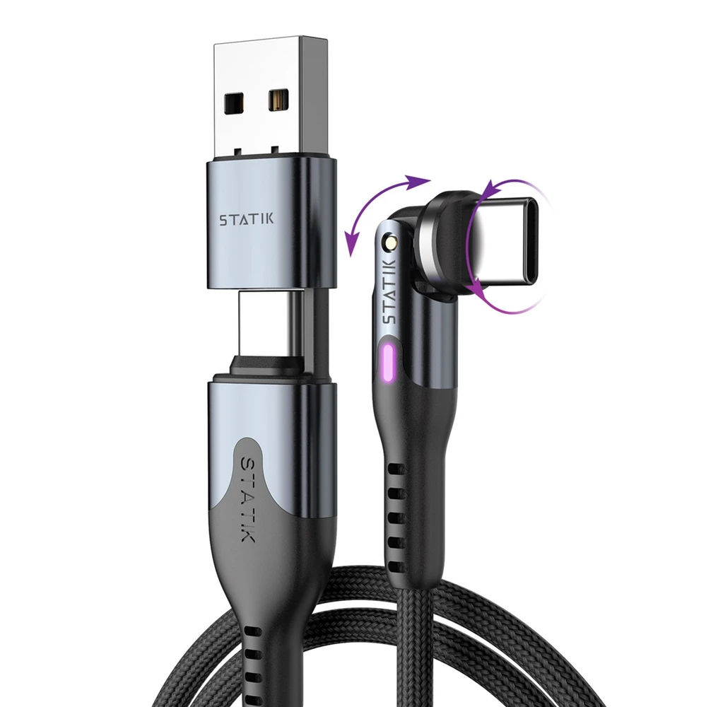 STATIK PowerPivot Pro Nylon Braided Cabel, USB-C to USB-C, 1m, Juodas