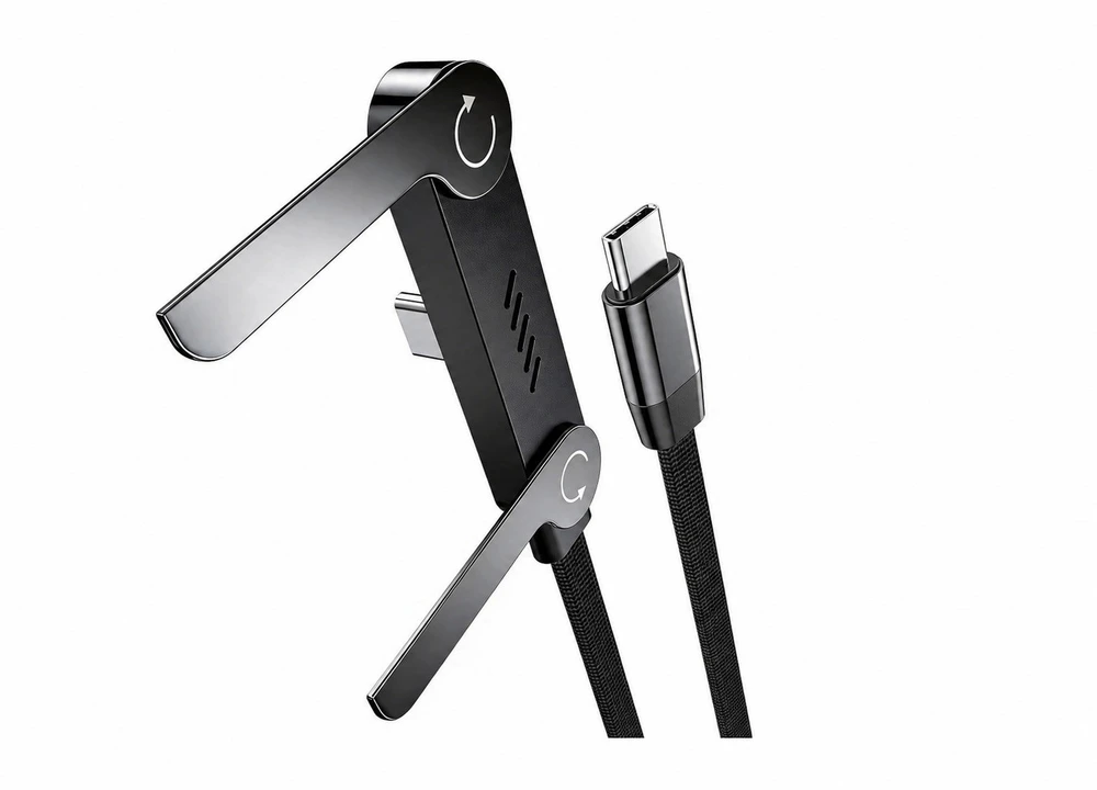 Vakoss TC-U570 USB-C į USB-C kabelis su stovu, 100 W, 1 m, juodas