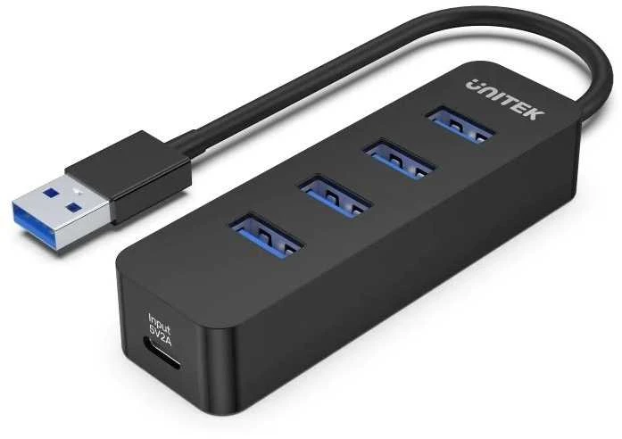 USB Hub - UNITEK H1117A 4-Port USB 3.1 Aktyvus 10W Juodas