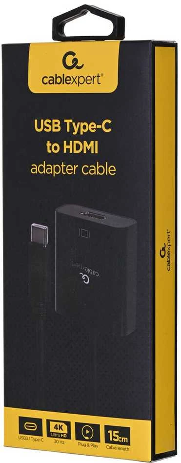 GEMBIRD USB Type-C į HDMI adapterio laidas 4K30Hz 15cm juodas