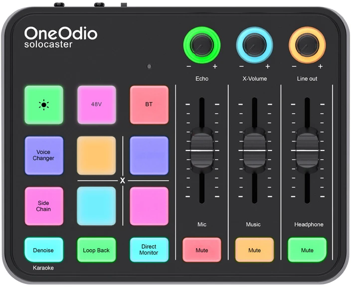„OneOdio Solocaster“ garso maišytuvas ir garso plokštė