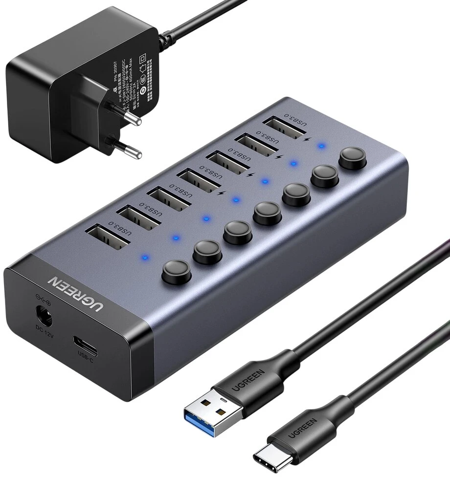 USB Hub - UGREEN CM481 7-Port USB 3.0 Hublas, 5Gbps Duomenų Perdavimo, Greitas Įkrovimas