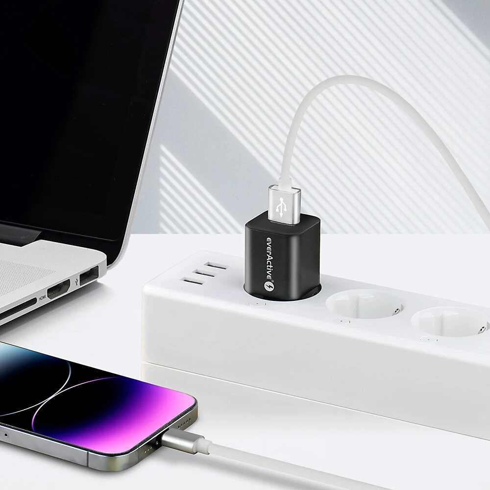 USB Įkrovimo Laidas - everActive CBS-1.5IW, 2,4 A, 480 Mbps, 1,5 m, Balta