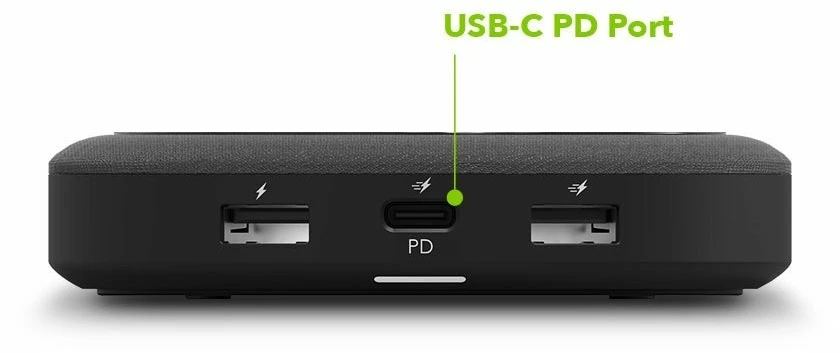 Mophie universalus belaidžio įkrovimo centras USB A 12 W, USB A 18 W, USB C 20 W (juoda)