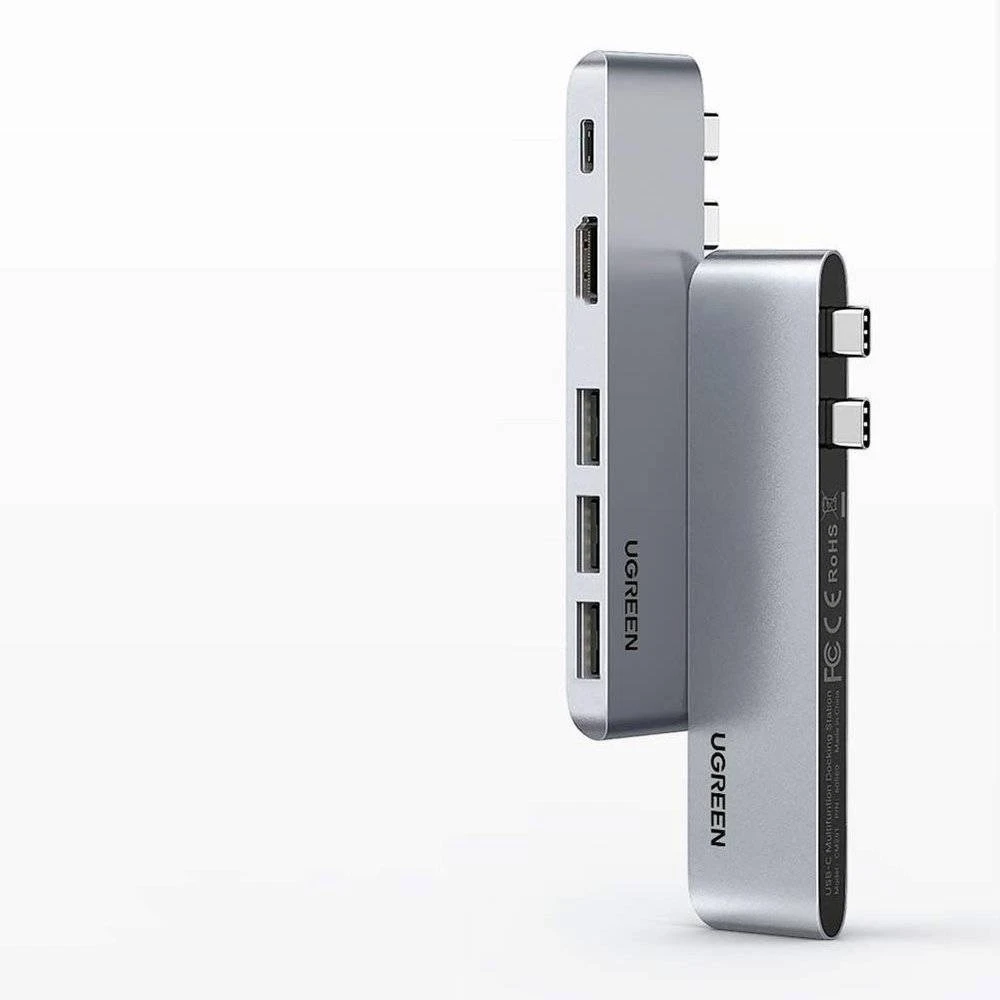 Adapterio šakotuvas UGREEN, 2XUSB_C iki 3x USB 3.0, HDMI