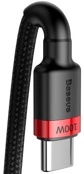 Baseus Cafule PD2.0 100W blykstė įkrovimo USB-C kabelis 20V 5A 2m - Raudonas / Juodas