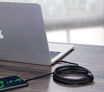 Baseus Cafule PD2.0 100W blykstė įkrovimo USB-C kabelis 20V 5A 2m - Raudonas / Juodas