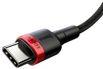 Baseus Cafule PD2.0 100W blykstė įkrovimo USB-C kabelis 20V 5A 2m - Raudonas / Juodas