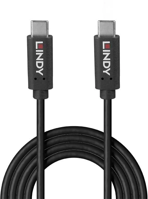 USB Kabelis - LINDY 0.5m USB 3.2 Type C 20Gbps 100W PD perdirbtas TPE