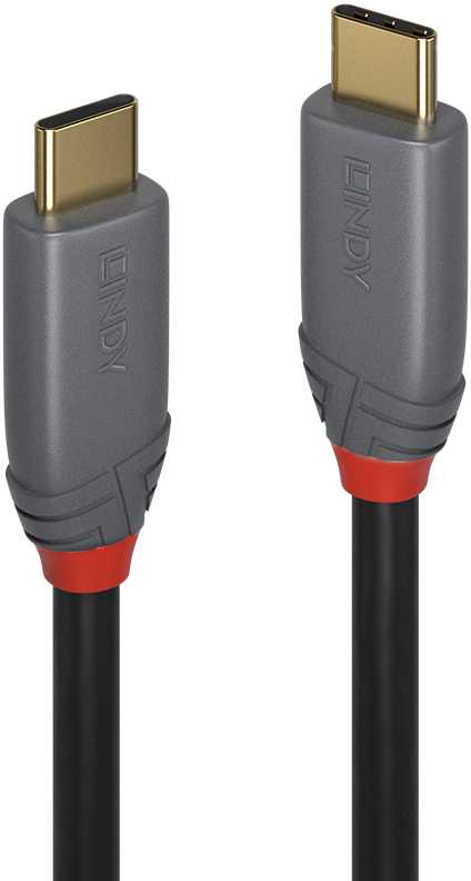 USB Kabelis - Lindy 5m USB 3.2 Type C to C 10Gbps 100W PD Anthra Line