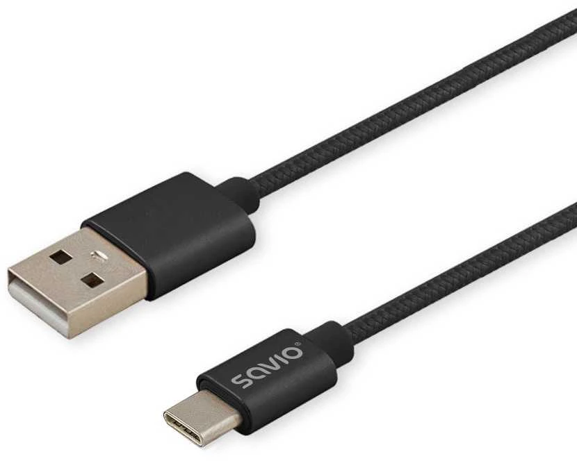 Savio CL-129 USB cable 2 m USB 2.0 USB A USB C Juodas