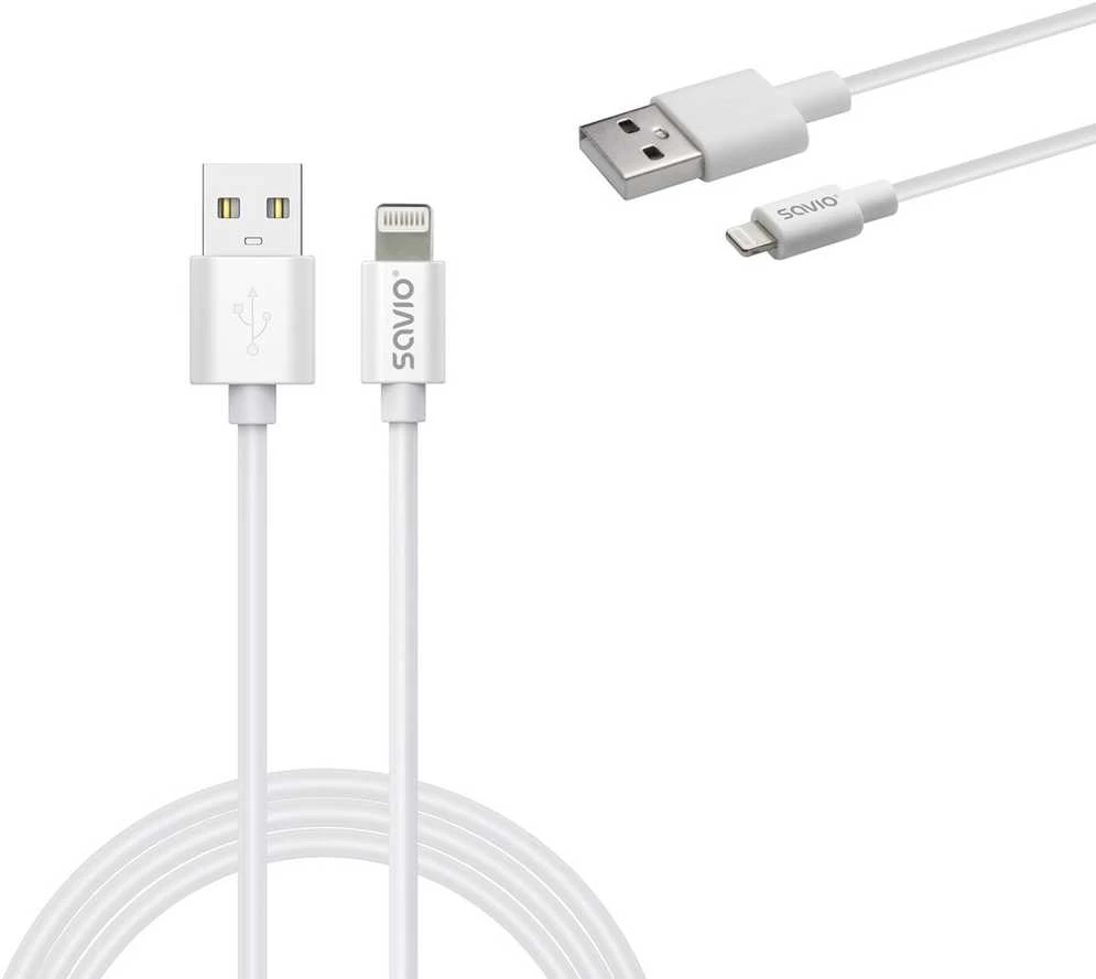 Savio CL-193 USB kabelis USB 2.0 2 m USB A USB C/Lightning Baltas