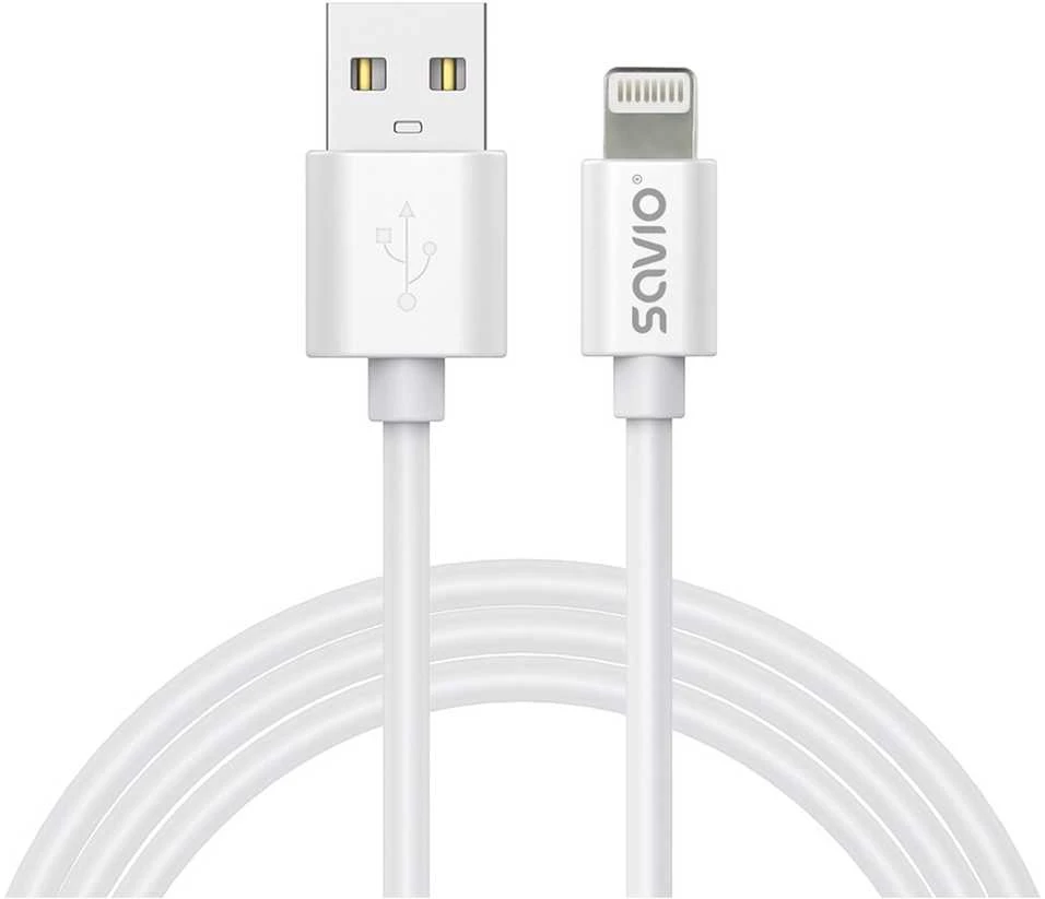 Savio CL-193 USB kabelis USB 2.0 2 m USB A USB C/Lightning Baltas