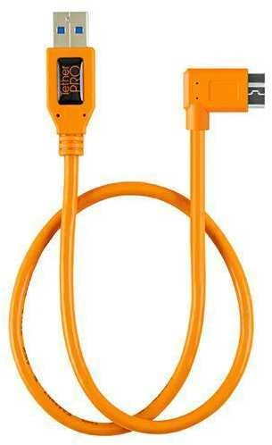 USB kabelis - Tether Tools Pro USB 3.0 Micro-B dešinysis kampas 50cm oranžinis