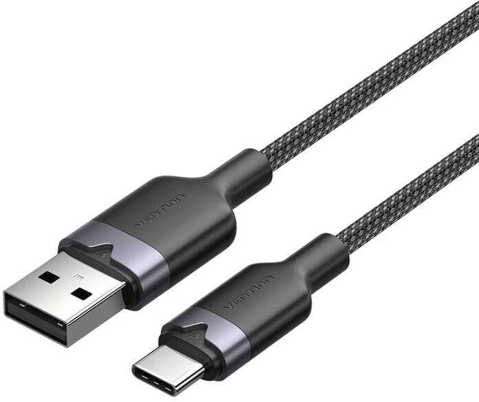 USB 2.0 A–USB-C 3A laidas Vention CTNBF 1 M (juodas)