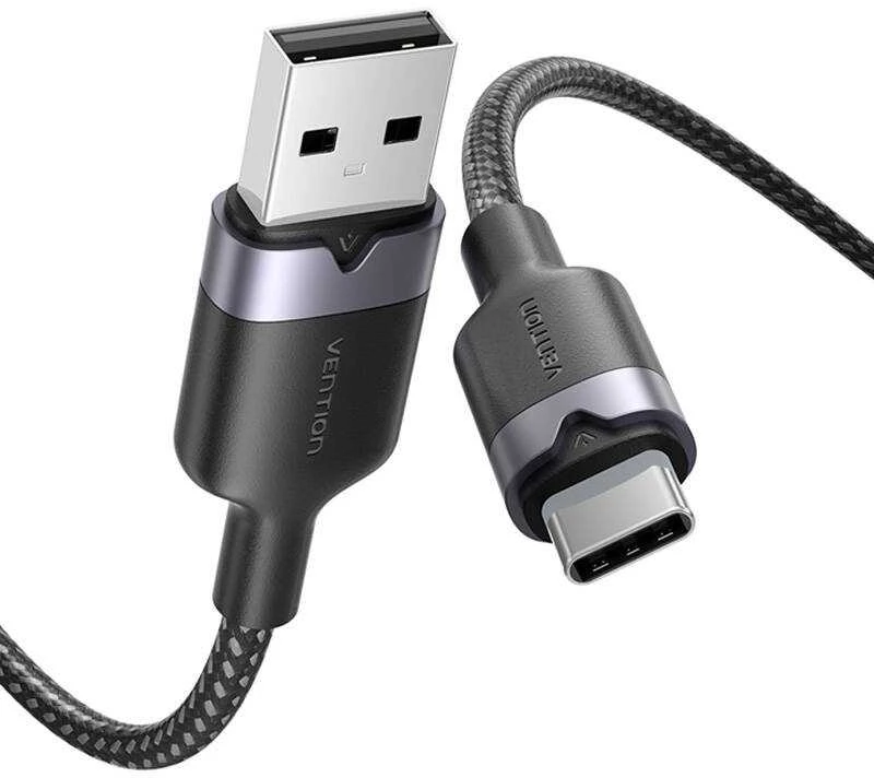 USB 2.0 A–USB-C 3A laidas Vention CTNBF 1 M (juodas)