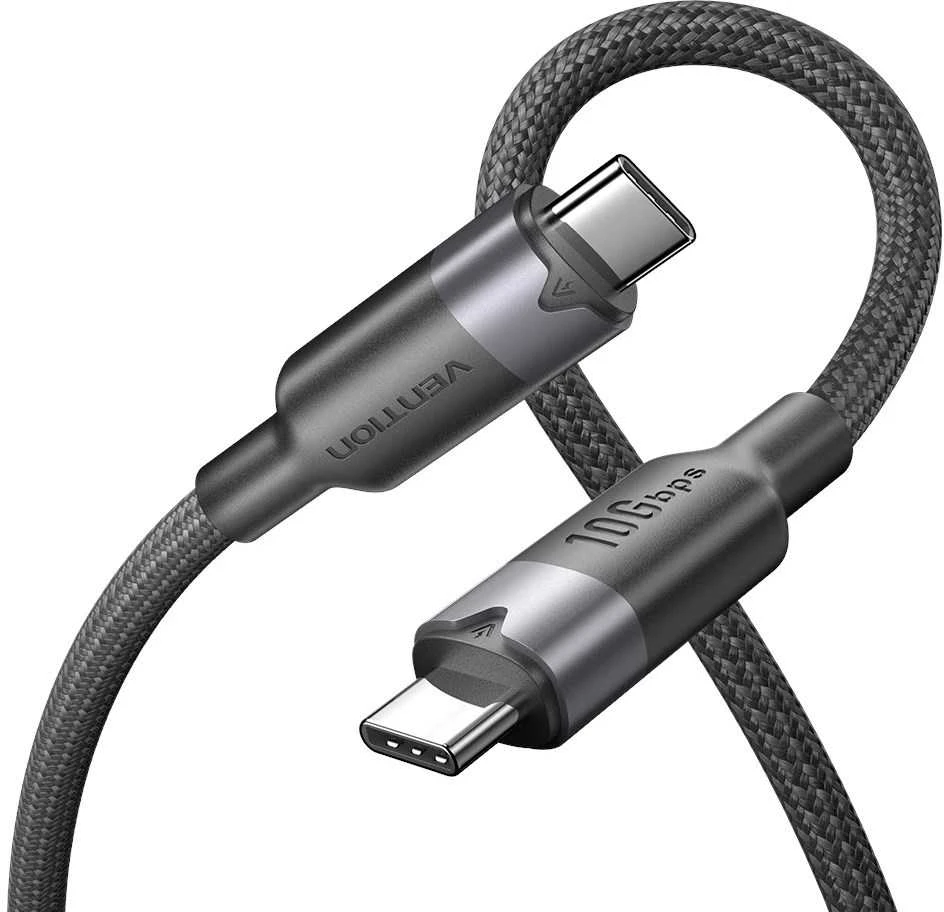 „Vention“ USB 3.2 5A 10Gbps 1m juodas USB-C į C tipo kabelis