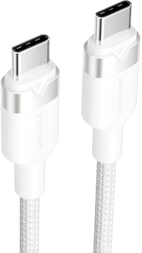 „Vention“ USB-C–C laidas, pintas, 3A, 480 Mbps, 60 W, 2 m, baltos spalvos