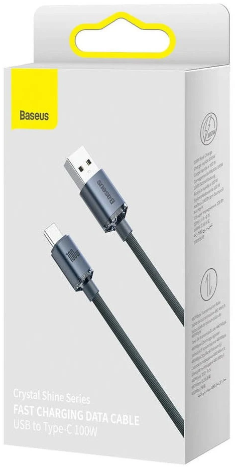 Baseus Crystal USB - USB-C laidas 100W 1.2m - Juodas