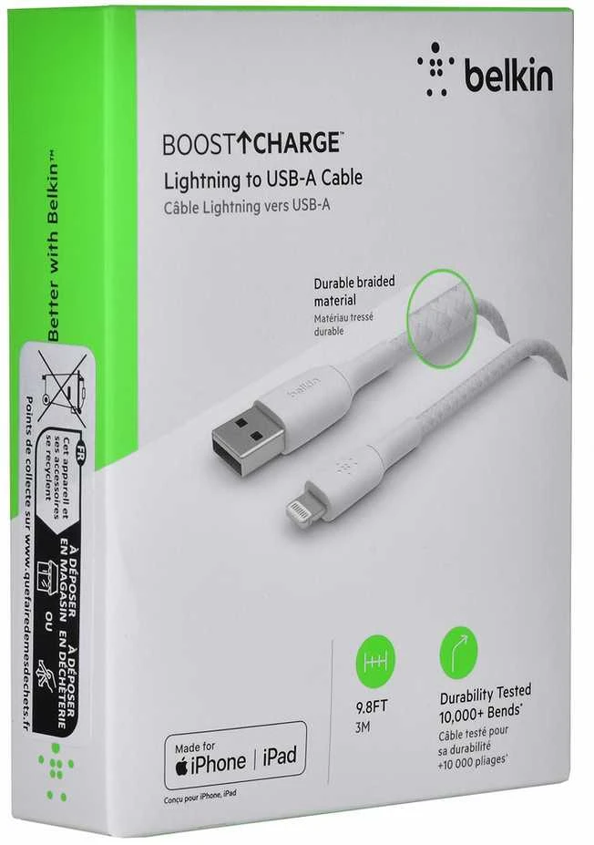 USB Laidas - Belkin CAA002BT 3m Lightning Baltas