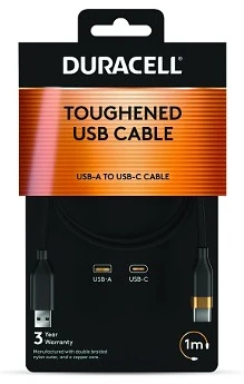 USB laidas - Duracell DRU5011A USB-A į USB-C 18 W 1 m juodas