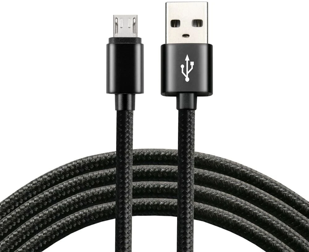 USB Laidas - everActive CBB-0.3MB Micro USB 2.4A 480 Mbps Nailono Pintas Juodas 0.3m