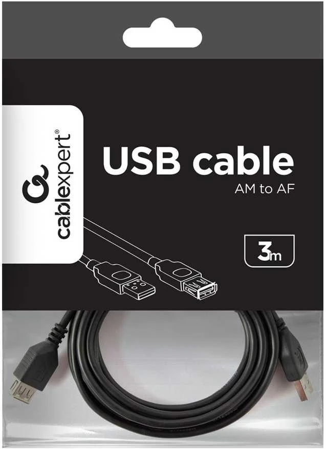 Gembird USB 2.0 A tipo kištukas, A tipo lizdas, 3 m kabelis | Cablexpert