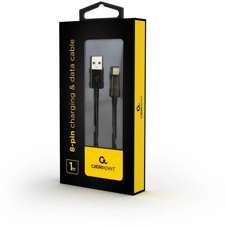 GEMBIRD CC-USB2-AMLM-1M USB duomenų sinchronizavimo ir įkrovimo 8 kontaktų kabelis 1m juodas