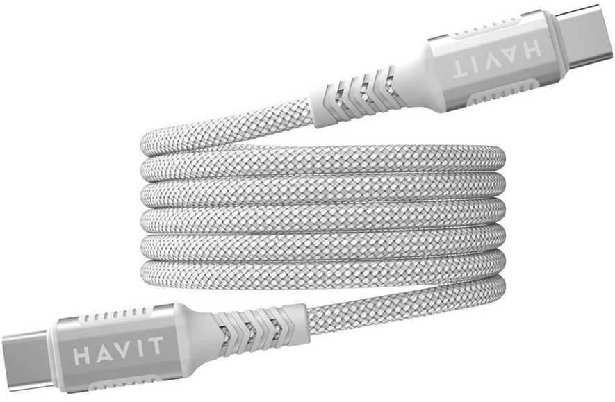 Havit CB6297 - Magnetinis kabelis iš USB tipo C iki USB tipo C, 1m (baltas)