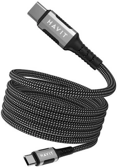 Havit CB6297 - Magnetinis kabelis USB tipas C iki USB tipo C, 1m (juodas)