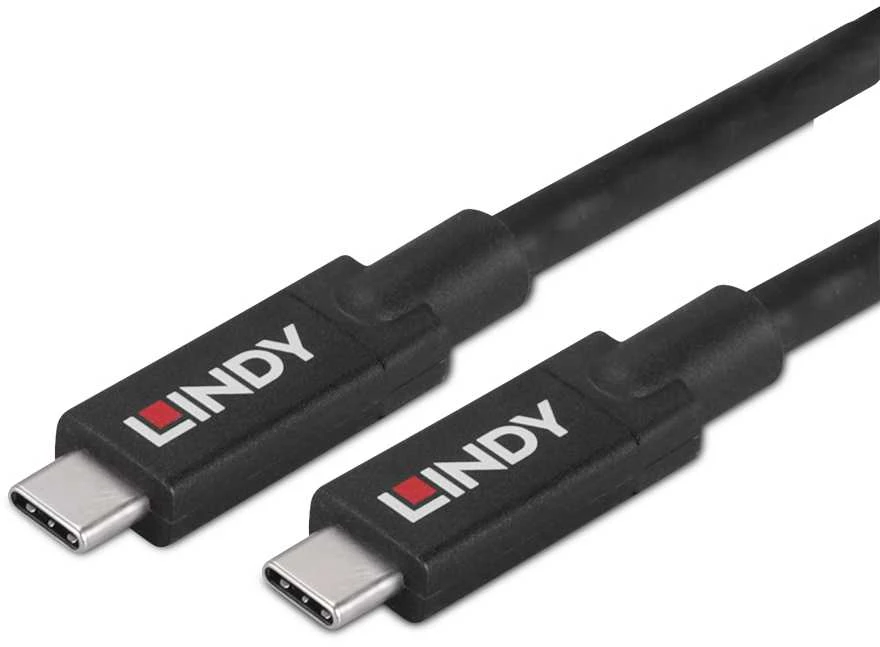 USB Kabelis - LINDY Aktyvus USB 3.2 Gen 2 C/C Laidas, 10Gbps, 8K, 60Hz, 100W, 3 m, Juodas