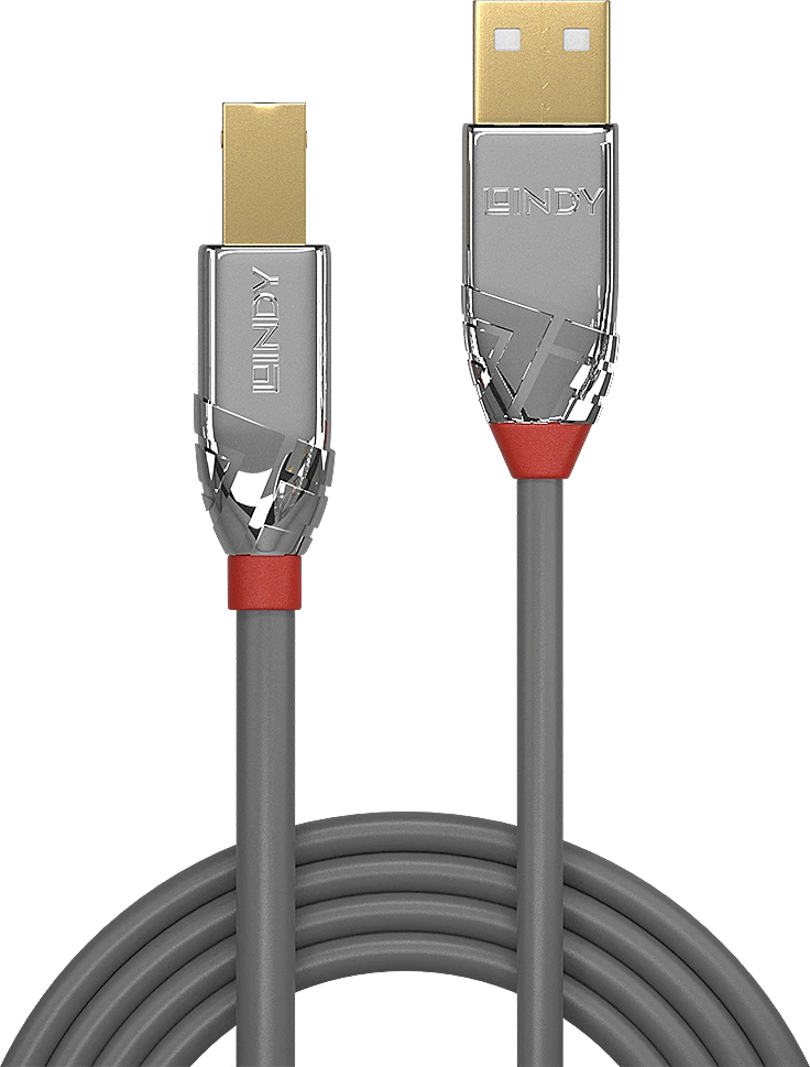 USB Kabelis - LINDY Cromo Line USB 2.0 Type A į B Laidas, M/M, 0.5 m, Pilkas