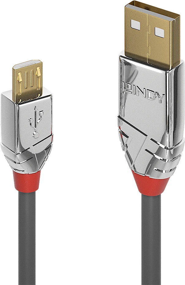 USB Kabelis - LINDY Cromo Line USB 2.0 Type A į Micro-B Laidas, 5 m, Pilkas